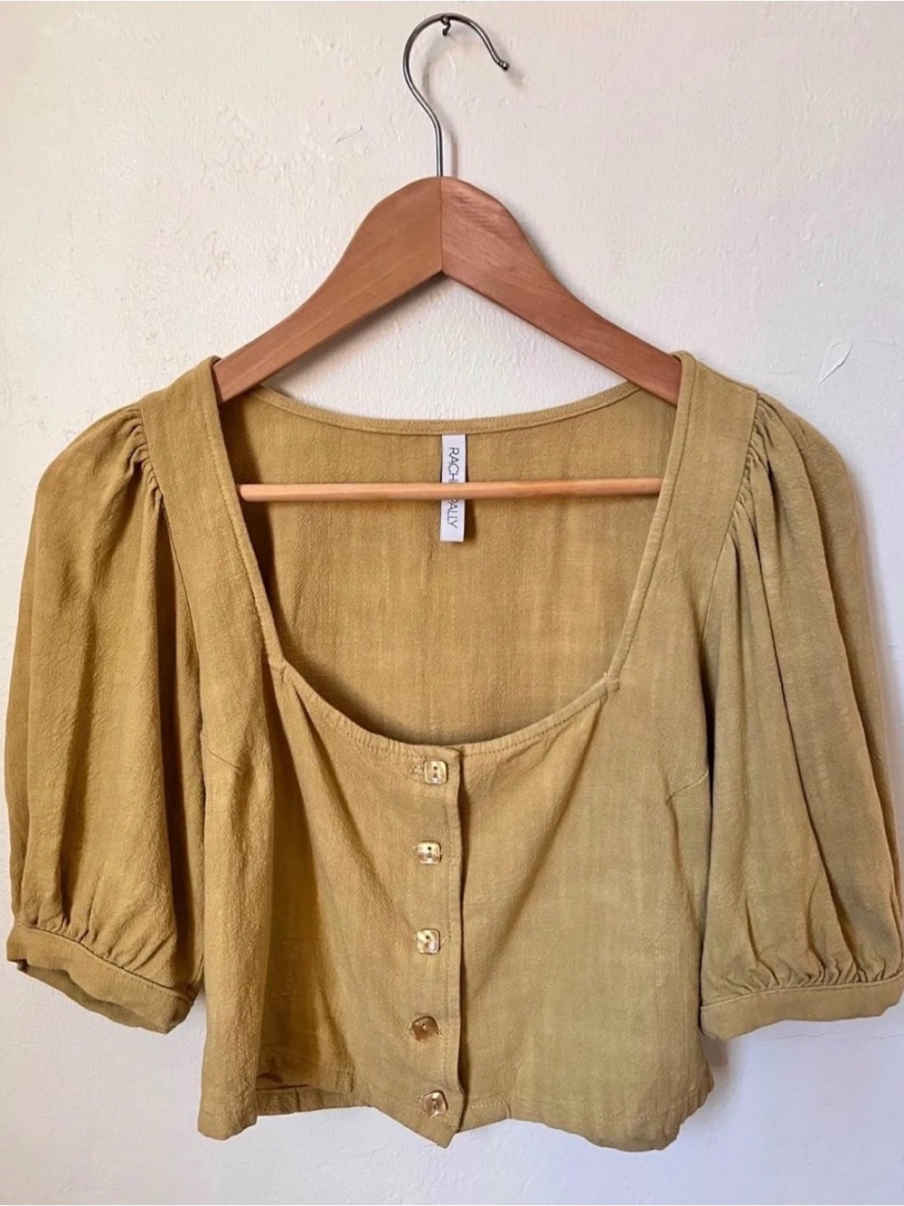 Rachel Pally Mustard Puff-Sleeve Button-Front Top